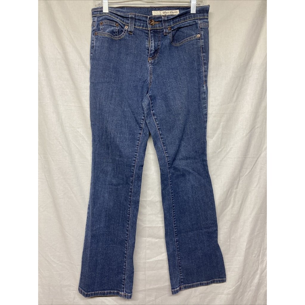 Dkny Womens Denim Jeans Pants 8 Dark Wash Straight Leg Fit Vintage Look Stretch